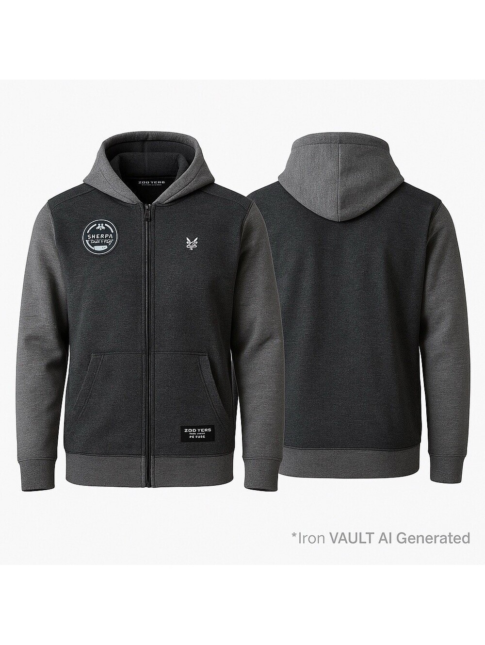 Zoo York 2XL Sherpa Lined Full-Zip Mens Hoodie Black Marled Streetwear